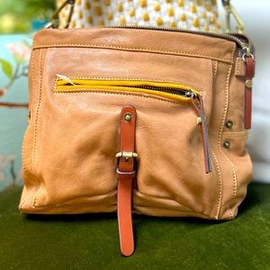 Sundance Catalog Banyan Leather Crossbody Messenger Handbag in Cappuccino